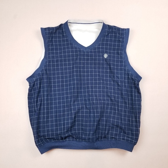 VTG 90's 00's Golf Reversible Tan / Navy Blue Chec - Picture 2 of 10